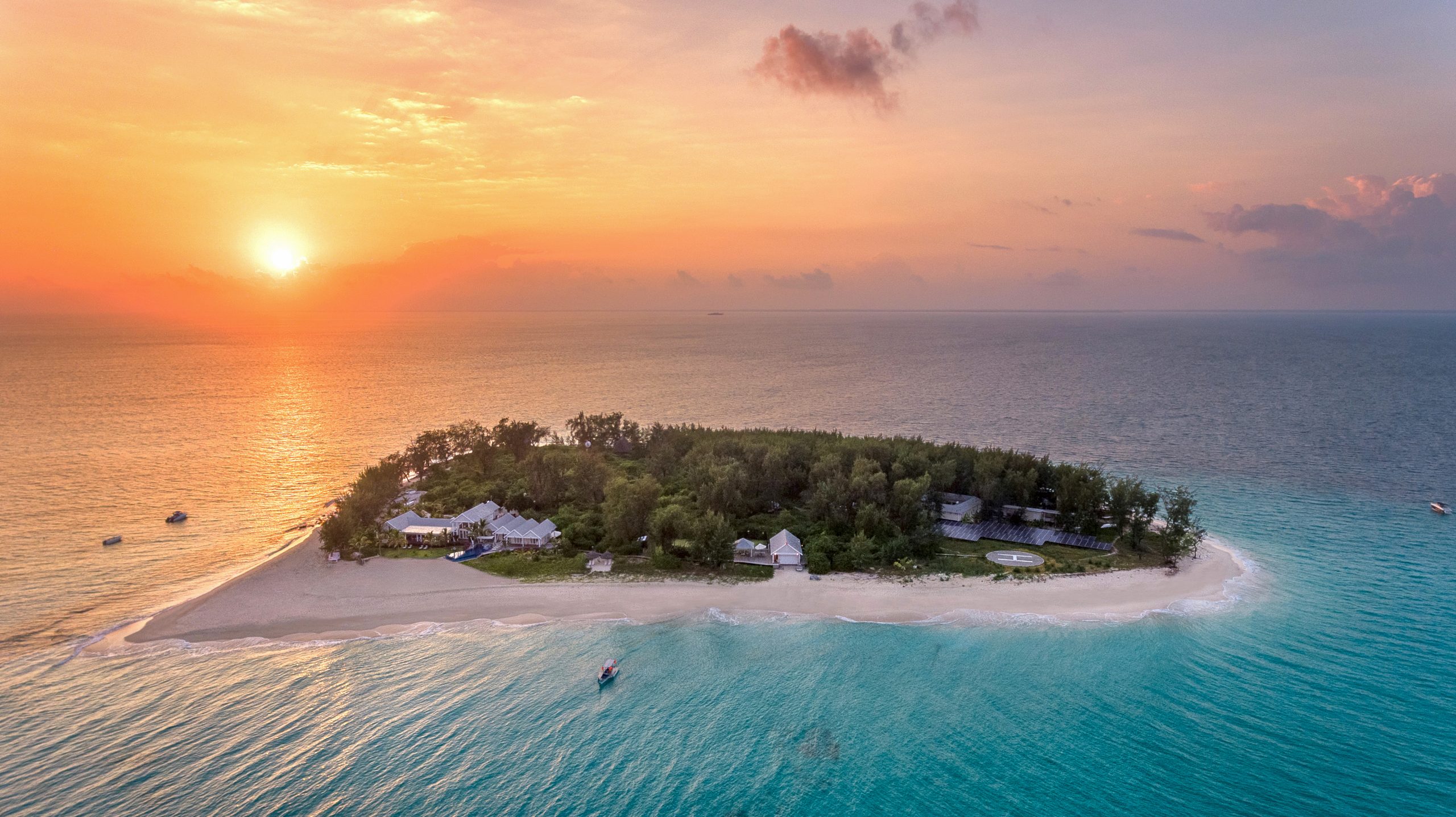 Private Indian Ocean island at sunset