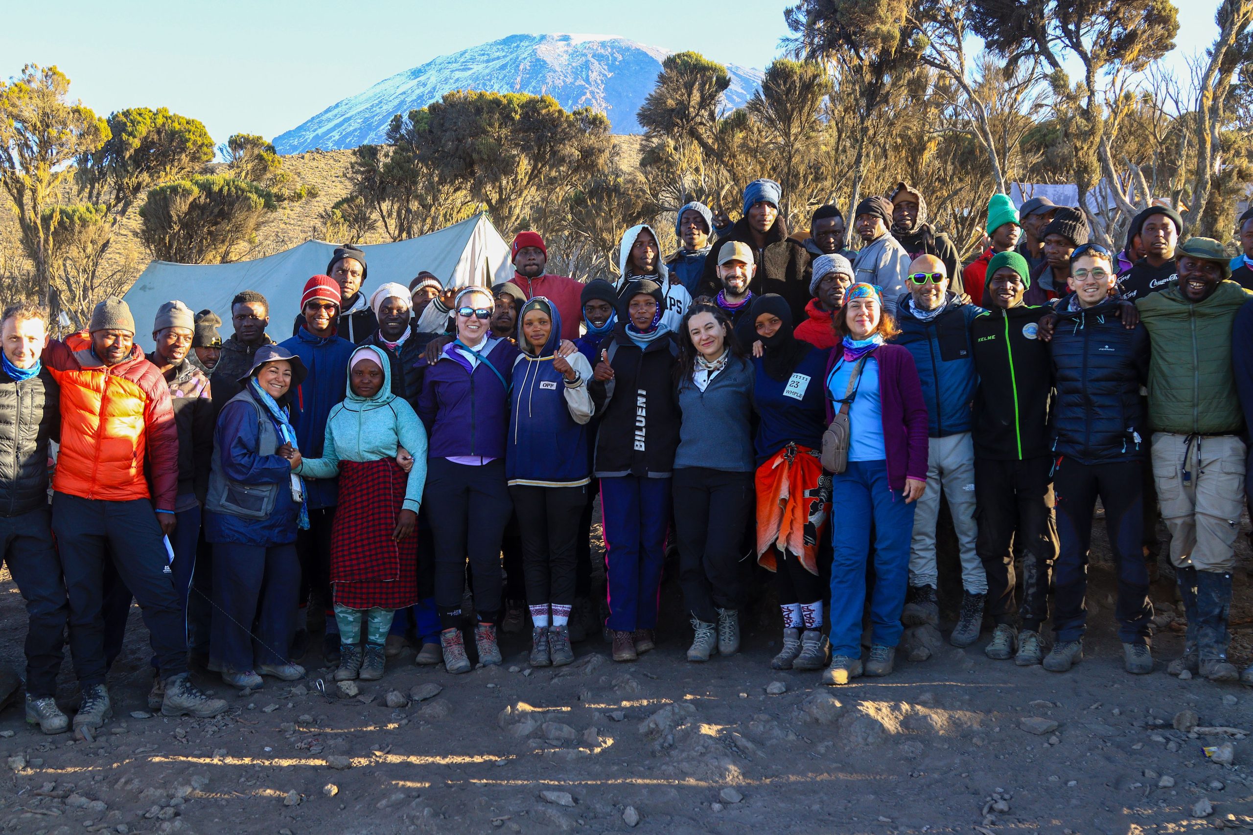 Kilimanjaro expedition group on the mountain